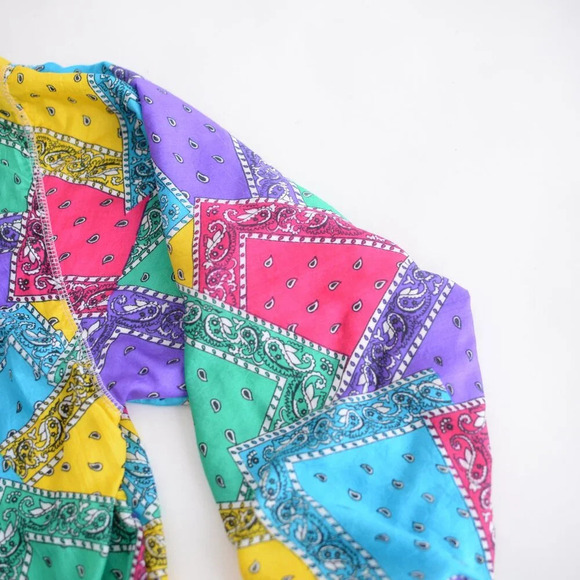 Vintage CA Sport Nylon Rainbow Blocked Zip Up Lightweight Patchwork Jacket S - Picture 5 of 10